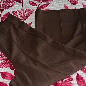 Christian Siriano Chocolate Wide Leg stretchy work pants with permanent crease